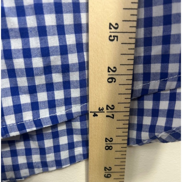 OS Trachten Mens Blue Gingham Button Down Shirt Long Sleeve Size M LOGO Pocket - Picture 11 of 14